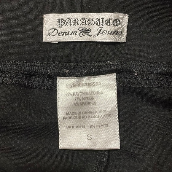 Parasuco Jeans Black Spandex Leggings with Faux Leather Trim | S | - Picture 8 of 8